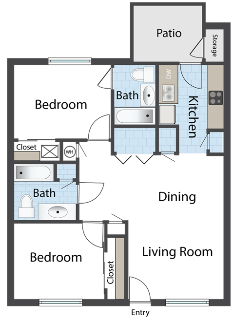 Steeple Chase Apartments 2x2 Floor Plan